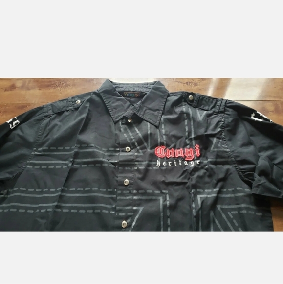 COOGI Heritage Long Sleeve BLACK Button Down Shirt Print Embroidered Men Sz XL - Picture 4 of 7